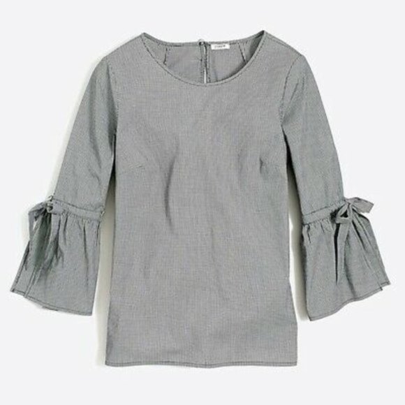 J. Crew bell sleeve micro-gingham check XS 1485 - Picture 1 of 9